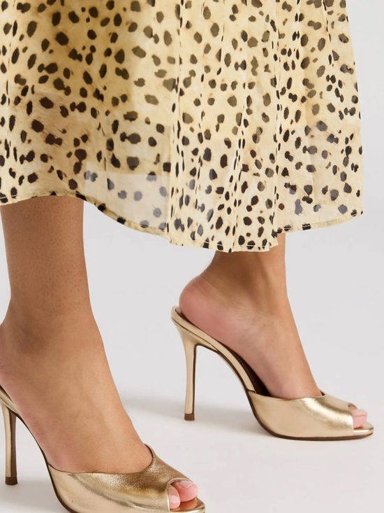 Steve Madden Shoes - Steve Madden Priya Gold Open-Toe Stiletto Mules - Women Shoes